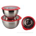 Stainless Steel deep Bowl Set With Plastic Lids